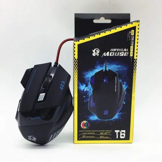 T6 Wired Mouse, Computer USB Mouse,  Optical Gaming Mouse
