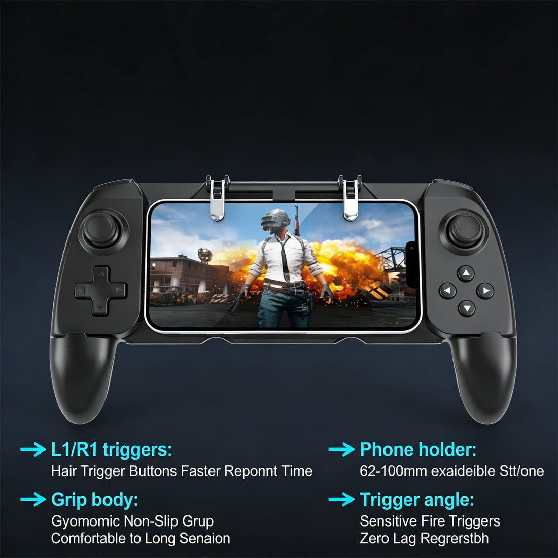 Mobile Gaming Controller Gamepad with Fire Trigger – Joystick Grip for PUBG, Fortnite & FPS Games