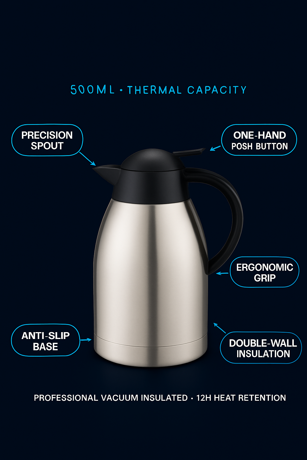 Title box mein paste karo:  "Penguin Stainless Steel Coffee Pot  500ml Vacuum Flask | Hot & Cold  304 Steel | Free Delivery Pakistan"