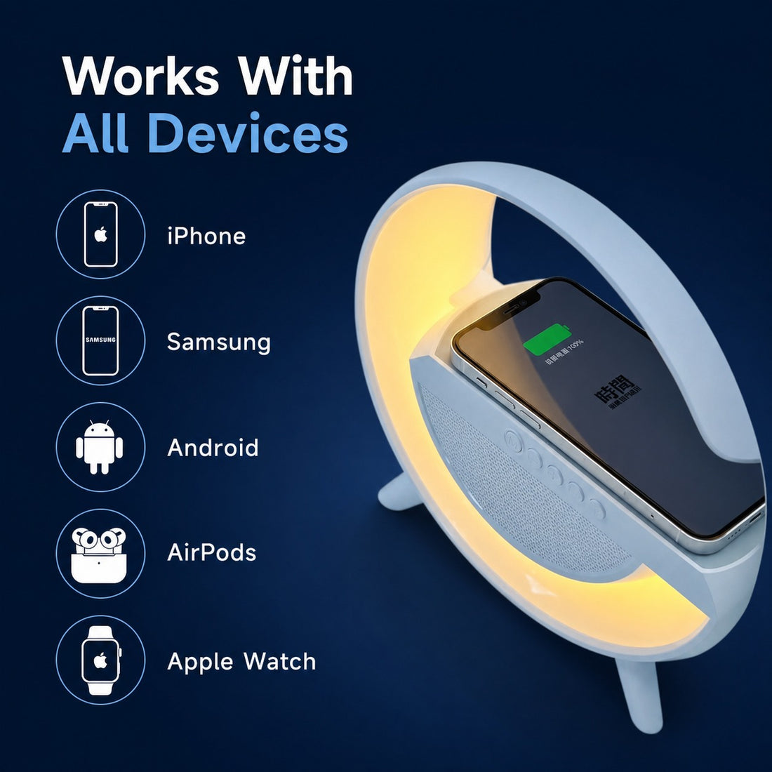 LED Wireless Charger Speaker RGB
3-in-1 Bluetooth Speaker Wireless Charger
RGB Atmosphere Lamp Wireless Charger Pakistan
Smart Desk Lamp Wireless Charging Speaker