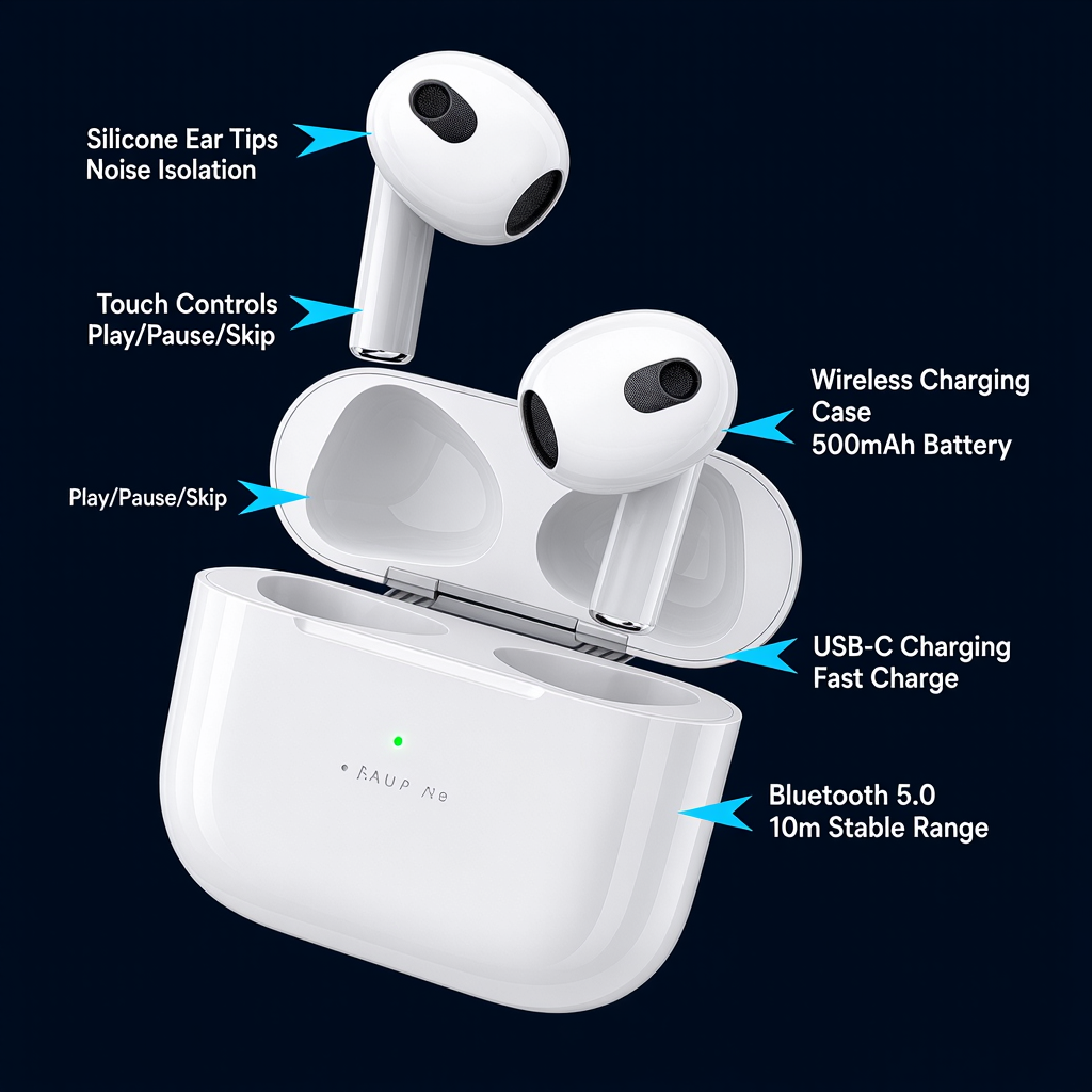 T03S PRO JOYROOM TWS Active Noise Cancelling ANC Earbuds With Premium Case - White Earbuds Joyroom