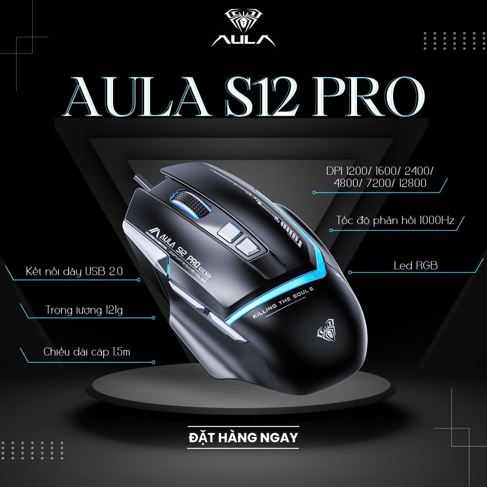 AULA S12 PRO WIRED GAMING MOUSE